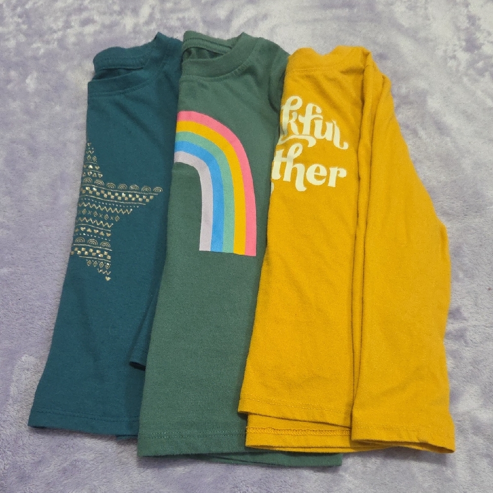 Cat & Jack Teal, Green, and Mustard Long Sleeve Tees - Set of 3